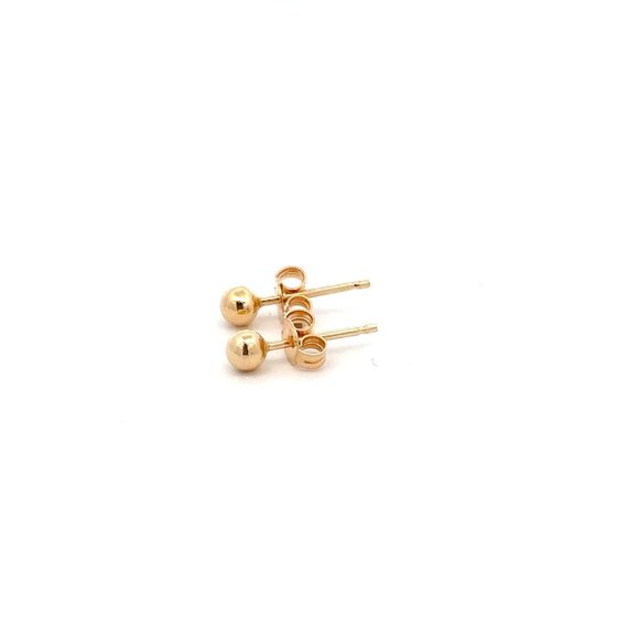 18K Gold Earrings Stud Balls Polished 0.91 grams Small - Picture 3 of 9